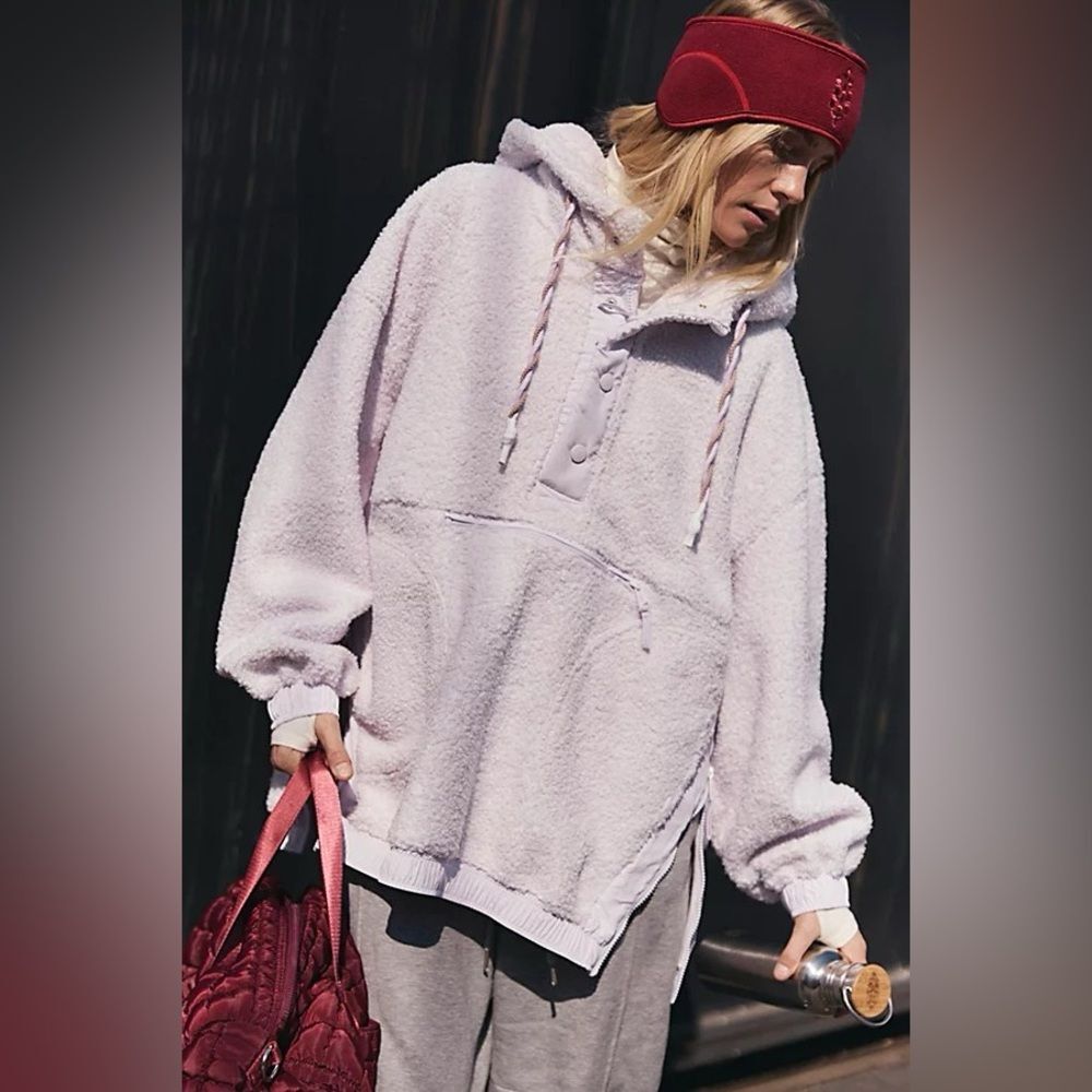 Free People Lavender Teddy Fleece Hoodie